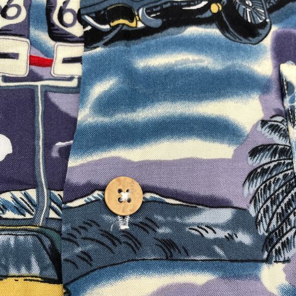ISLAND COLLECTION Shirt Tropical Car Print Button-Up Aloha Shirt Men's Sz L - Picture 4 of 6